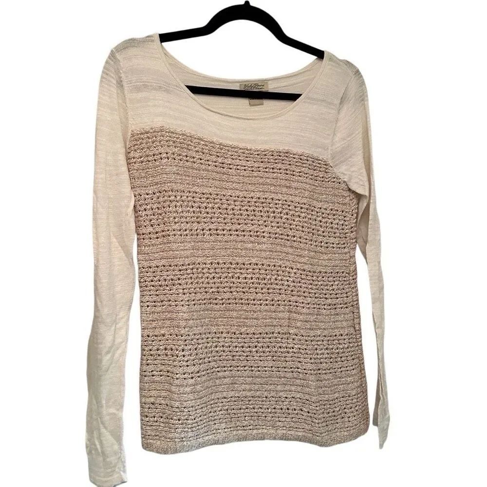 Lucky Brand cream and oatmeal woven T-shirt - size s